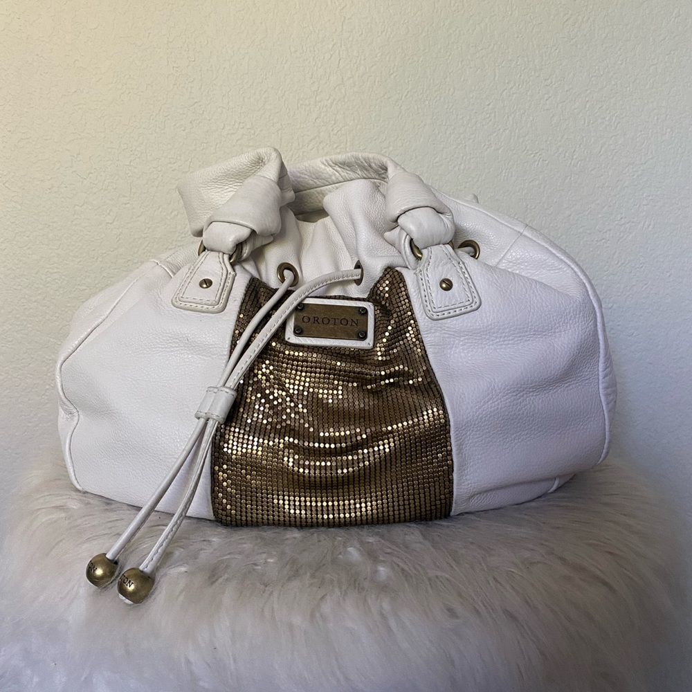 Large White Leather Tote Bag